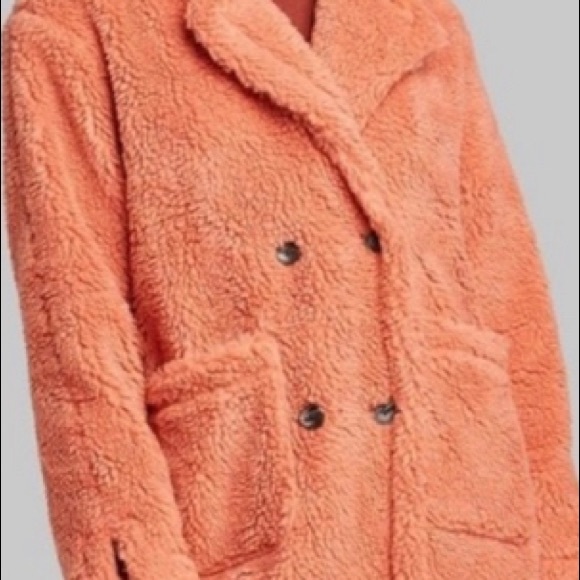 Wild Fable coral teddy bear pea coat - Picture 6 of 11